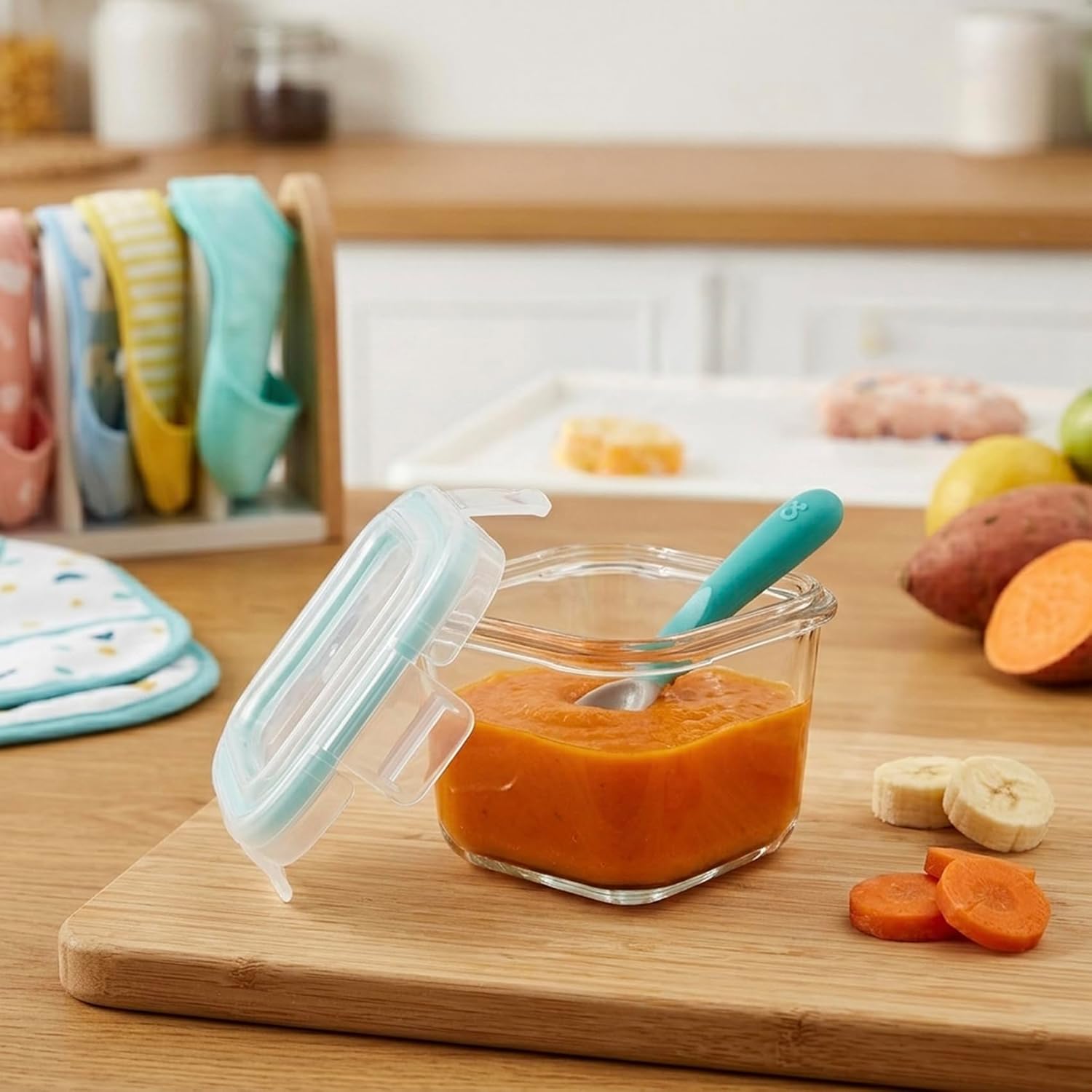 Cuisine Art 140ml Square Glass Food Storage Container Airtight Leak-Proof Locking Lid Premium Borosilicate Small Glass Jar for Spices & Sauces Stackable & Space-Saving Kitchen Organizer - Image 2