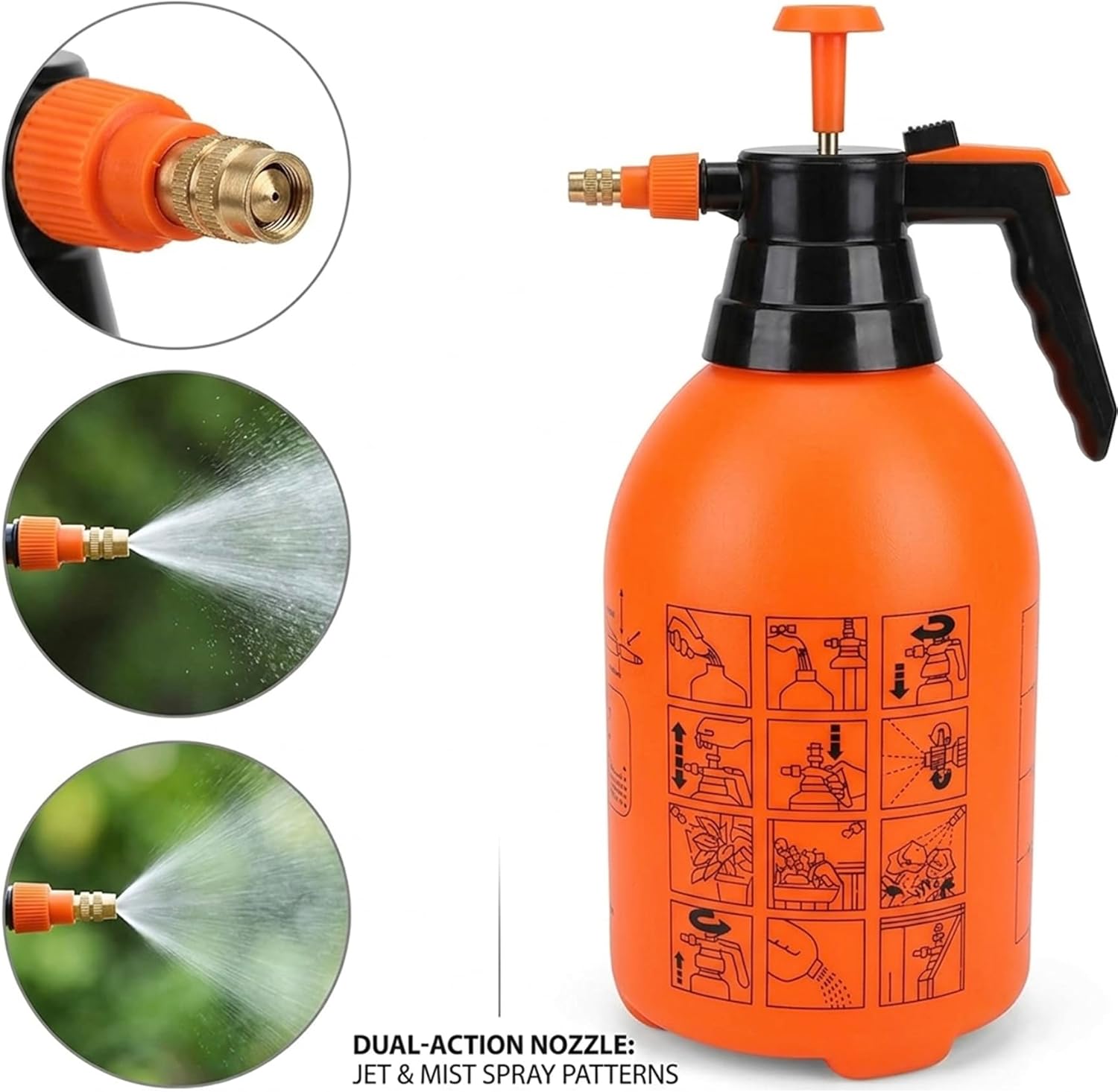 Cuisine Art 2-Litre Garden Pump Pressure Sprayer, Handheld 2L Spray Bottle with Brass Adjustable Nozzle, Trigger Lock & Scale, Fine Mist to Jet Stream for Plants, Weeds, Pest Control & Cleaning - Image 6