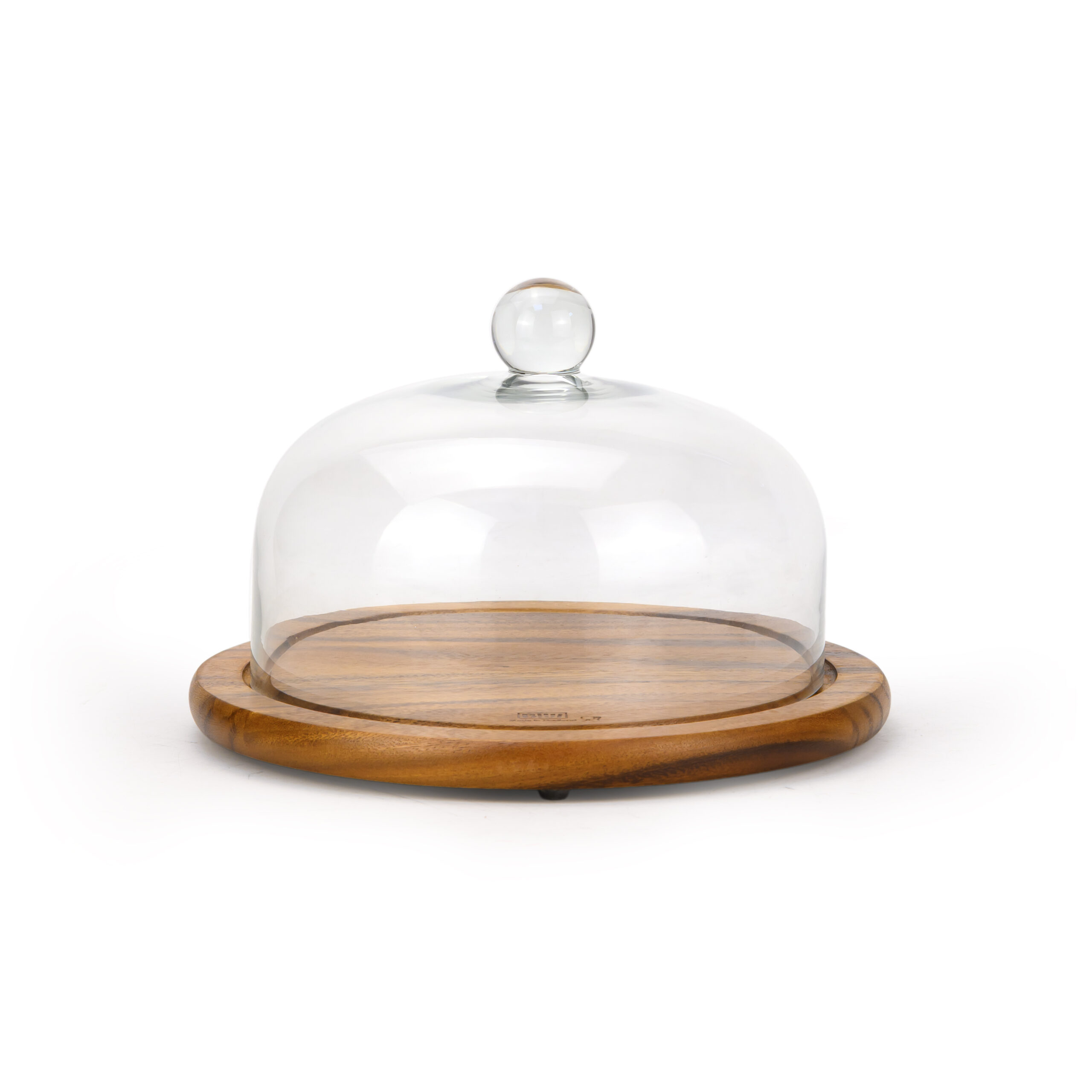 Billi Acacia Cake Dome with Glass Lid, 29.5cm Wooden Cake Stand, Dessert & Pastry Display Stand, Round Serving Platter for Cakes, Bakery, Parties & Kitchen Use