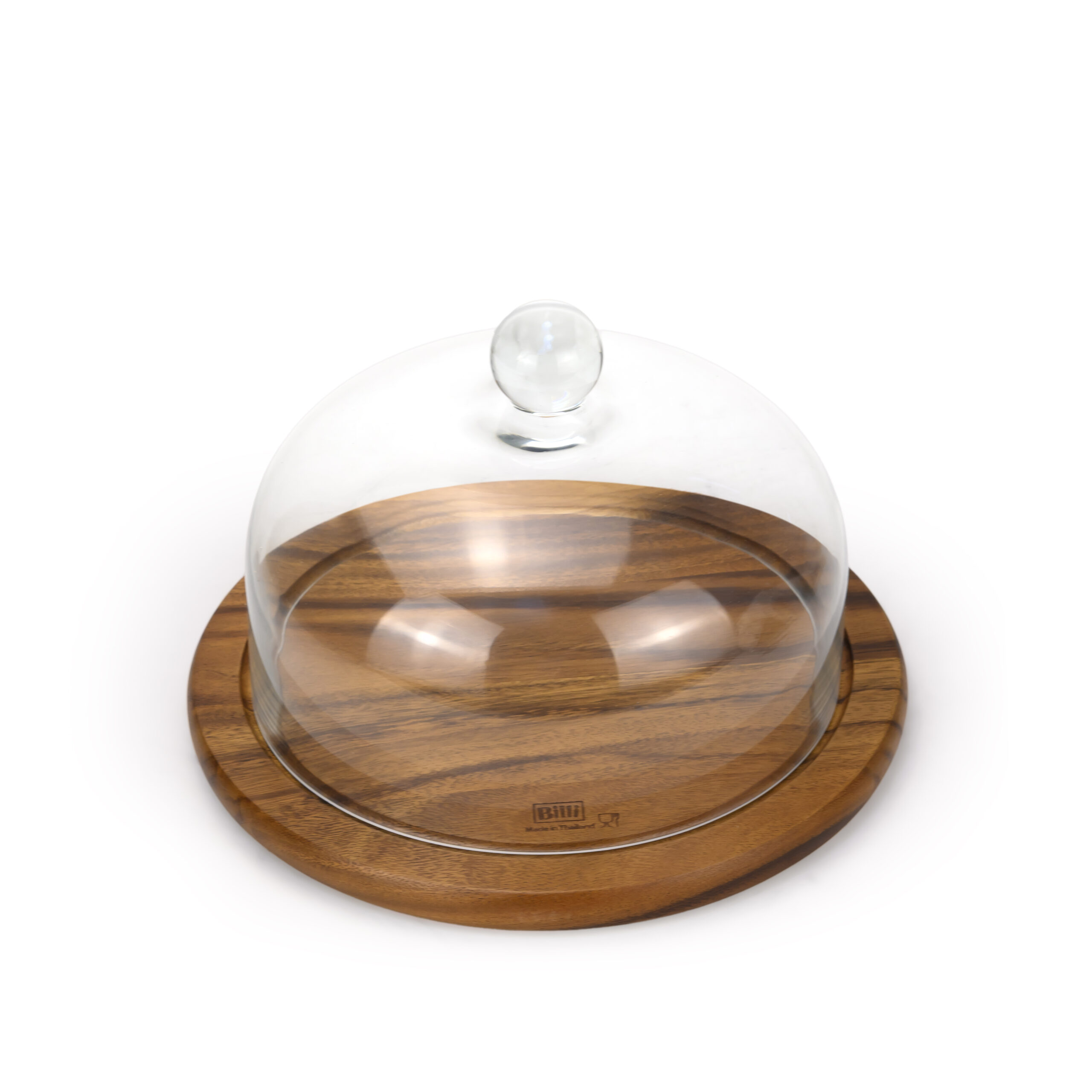 Billi Acacia Cake Dome with Glass Lid, 29.5cm Wooden Cake Stand, Dessert & Pastry Display Stand, Round Serving Platter for Cakes, Bakery, Parties & Kitchen Use - Image 2