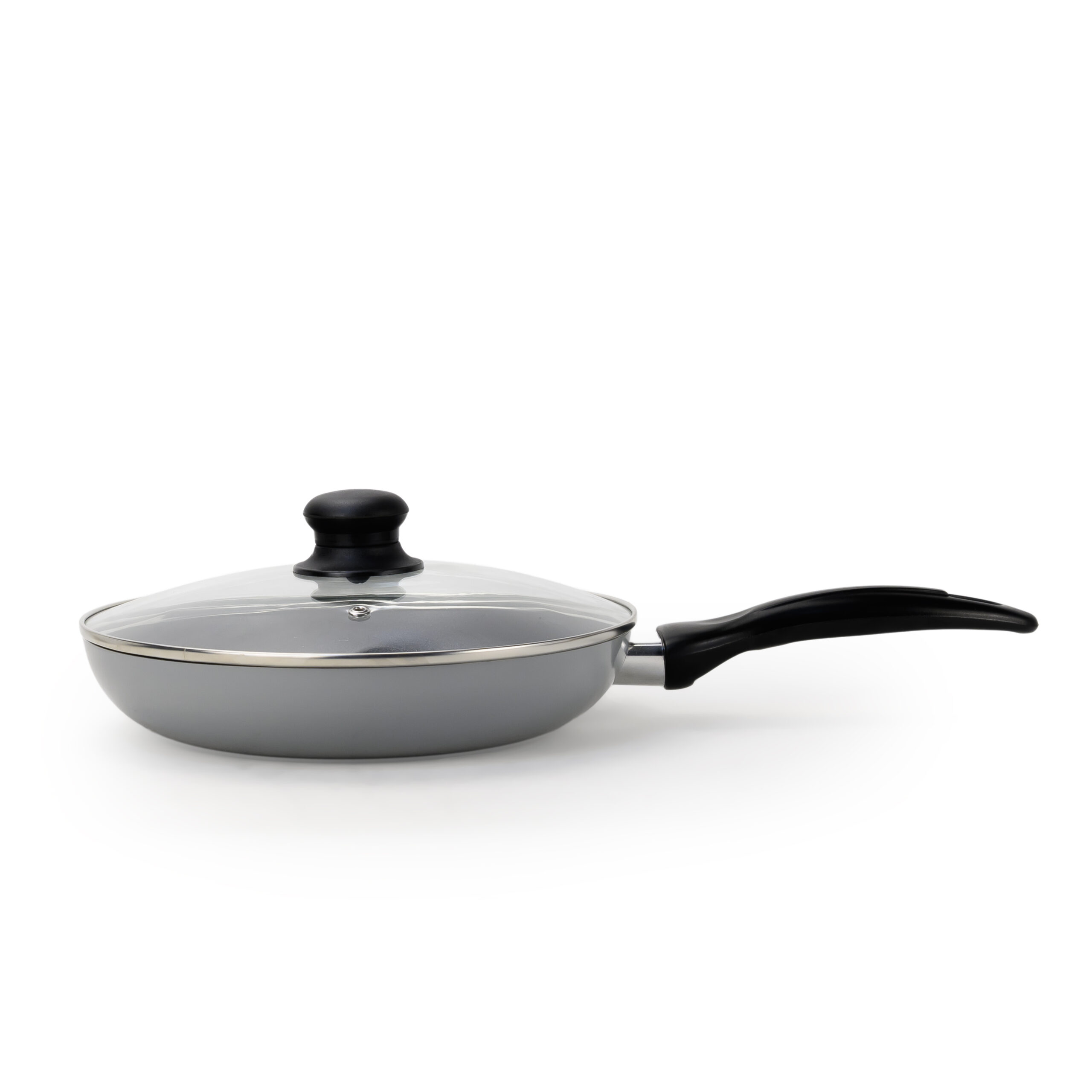 Wilson Non Stick Fry Pan with Glass Lid 20cm, Grey, Aluminium Cooking Pan, Induction & Gas Compatible, Scratch Resistant Coating, Cool Touch Handle, Easy Clean Kitchen Cookware