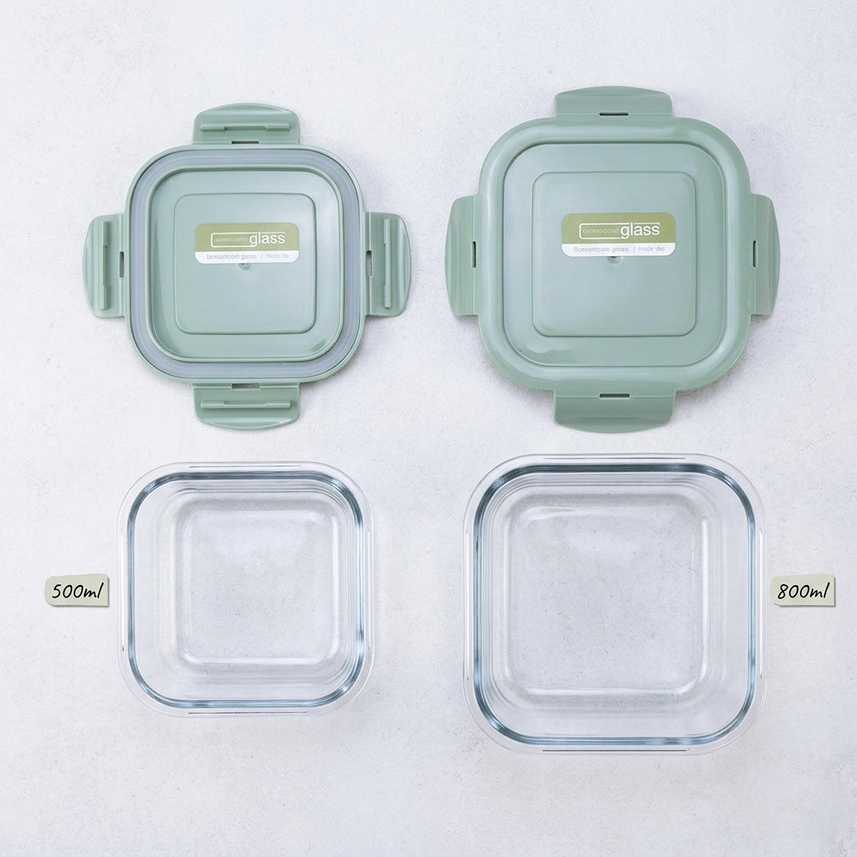 Mondex 2PCS Borosilicate Glass Food Saver Set 500ml & 800ml Glass Food Storage Containers with Airtight Plastic Lids & Silicone Seals - Leakproof Meal Prep Containers, Lunchbox Set - Image 5