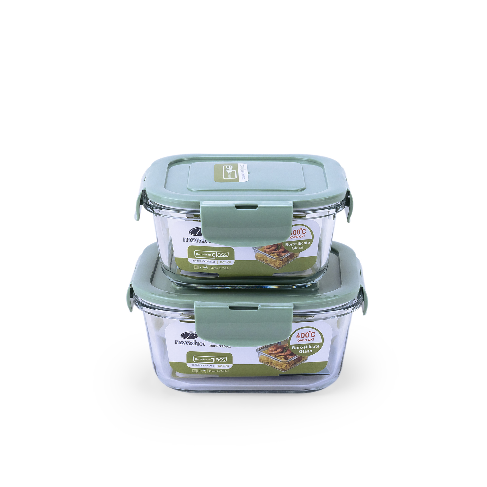 Mondex 2PCS Borosilicate Glass Food Saver Set 500ml & 800ml Glass Food Storage Containers with Airtight Plastic Lids & Silicone Seals - Leakproof Meal Prep Containers, Lunchbox Set - Image 7