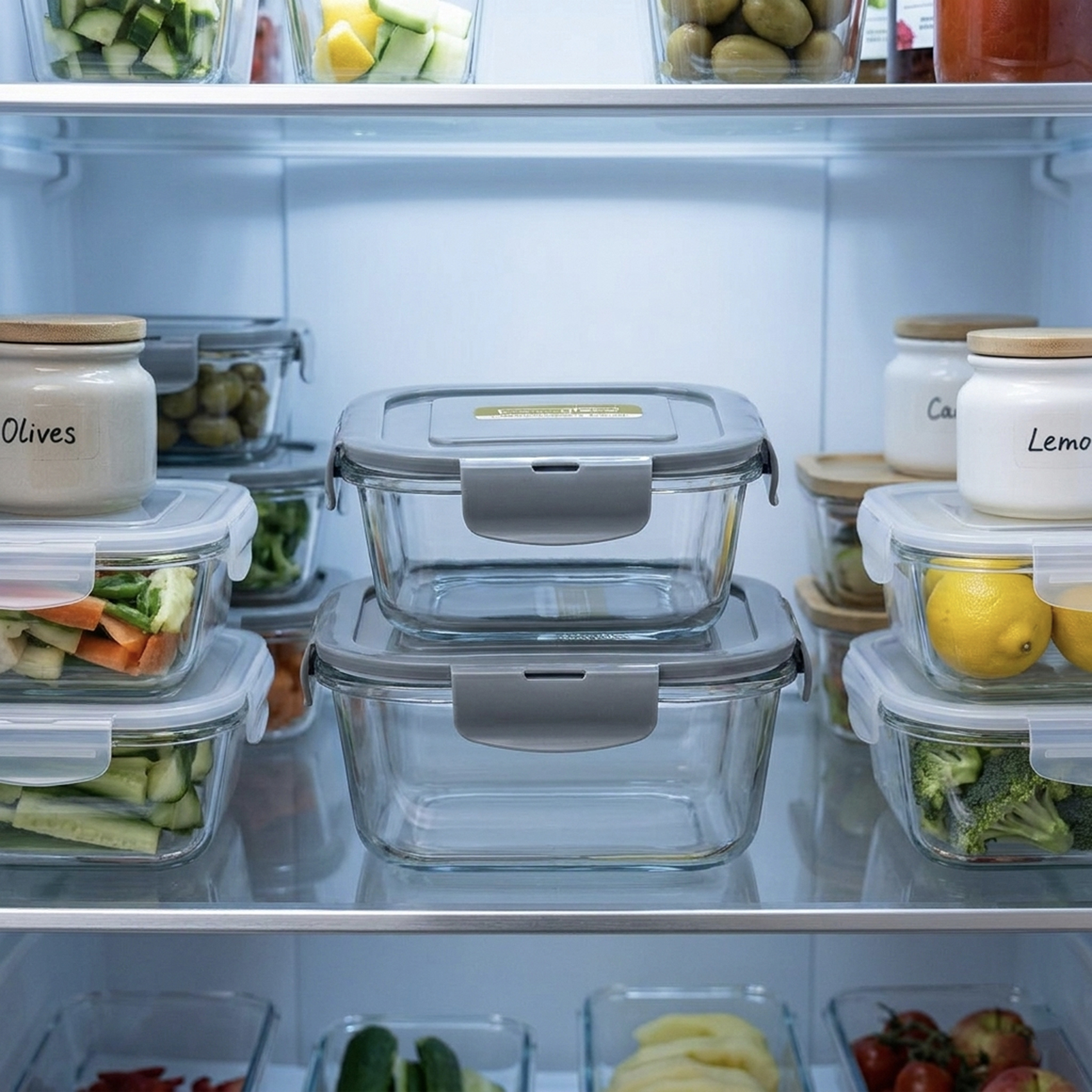 Mondex 2PCS Borosilicate Glass Food Saver Set 500ml & 800ml Glass Food Storage Containers with Airtight Plastic Lids & Silicone Seals - Leakproof Meal Prep Containers, Lunchbox Set - Image 4