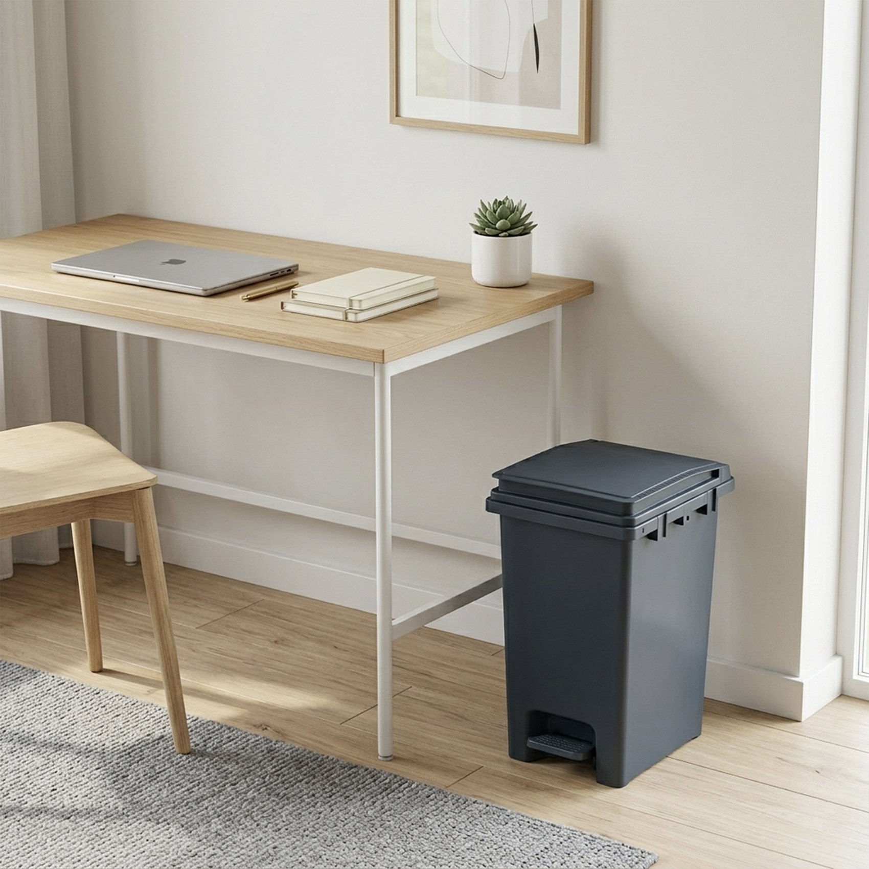 Geoplast Plastic Pedal Dustbin 15L with Lid, Foot Operated Trash Can, Durable Compact Waste Bin for Kitchen, Bathroom & Office, Hygienic Odor Control Garbage Bin - Image 3