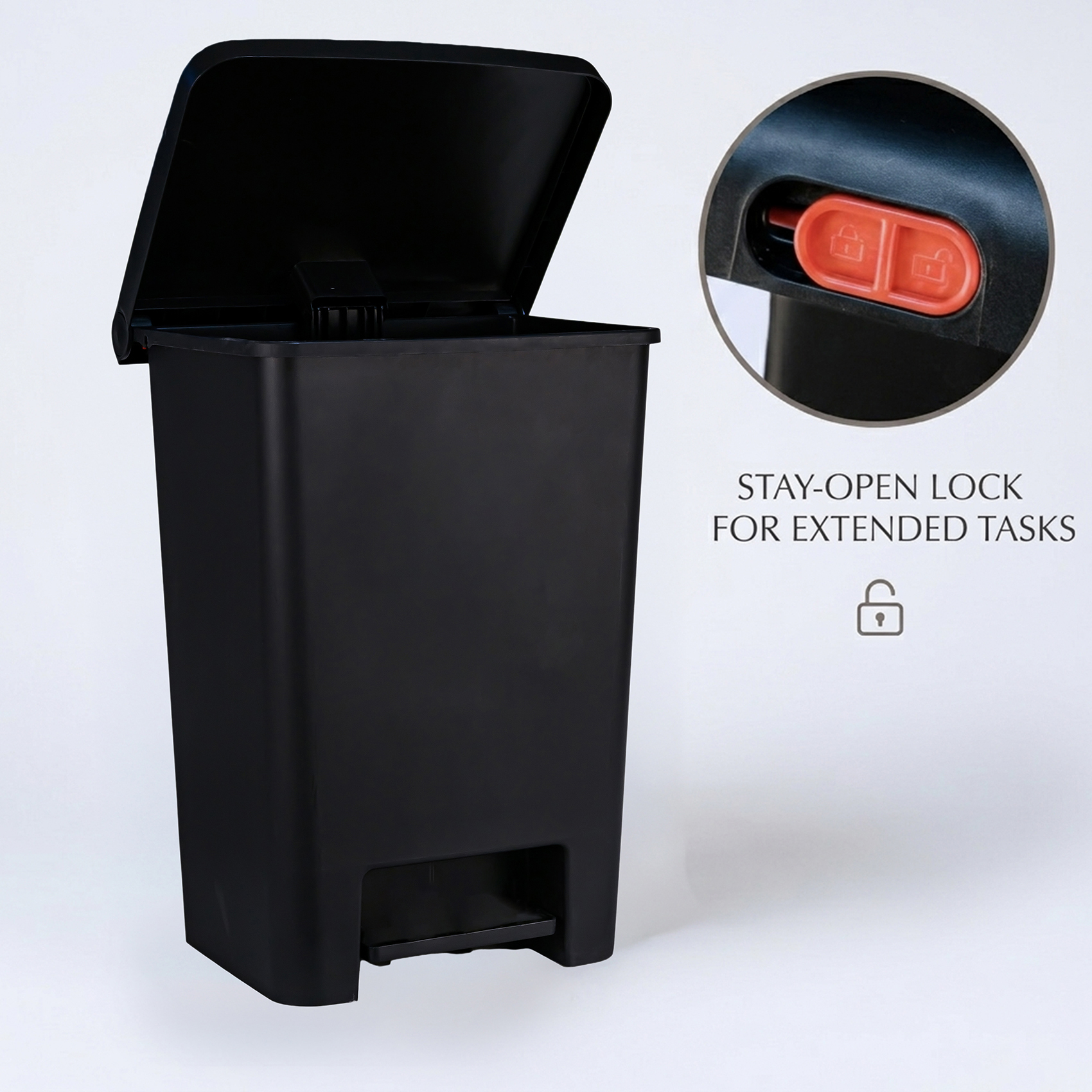 Geoplast Pedal Dustbin 50L Plastic with Lid, Large Foot Operated Garbage Bin, Heavy Duty Waste Dustbin for Kitchen, Office & Commercial Use, Hygienic Odor Control Trash Can - Image 5