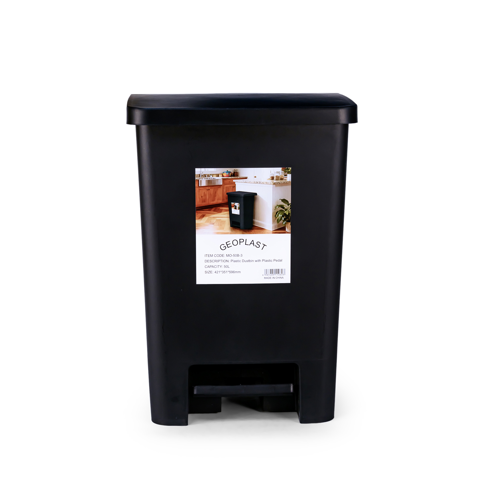 Geoplast Pedal Dustbin 50L Plastic with Lid, Large Foot Operated Garbage Bin, Heavy Duty Waste Dustbin for Kitchen, Office & Commercial Use, Hygienic Odor Control Trash Can - Image 3