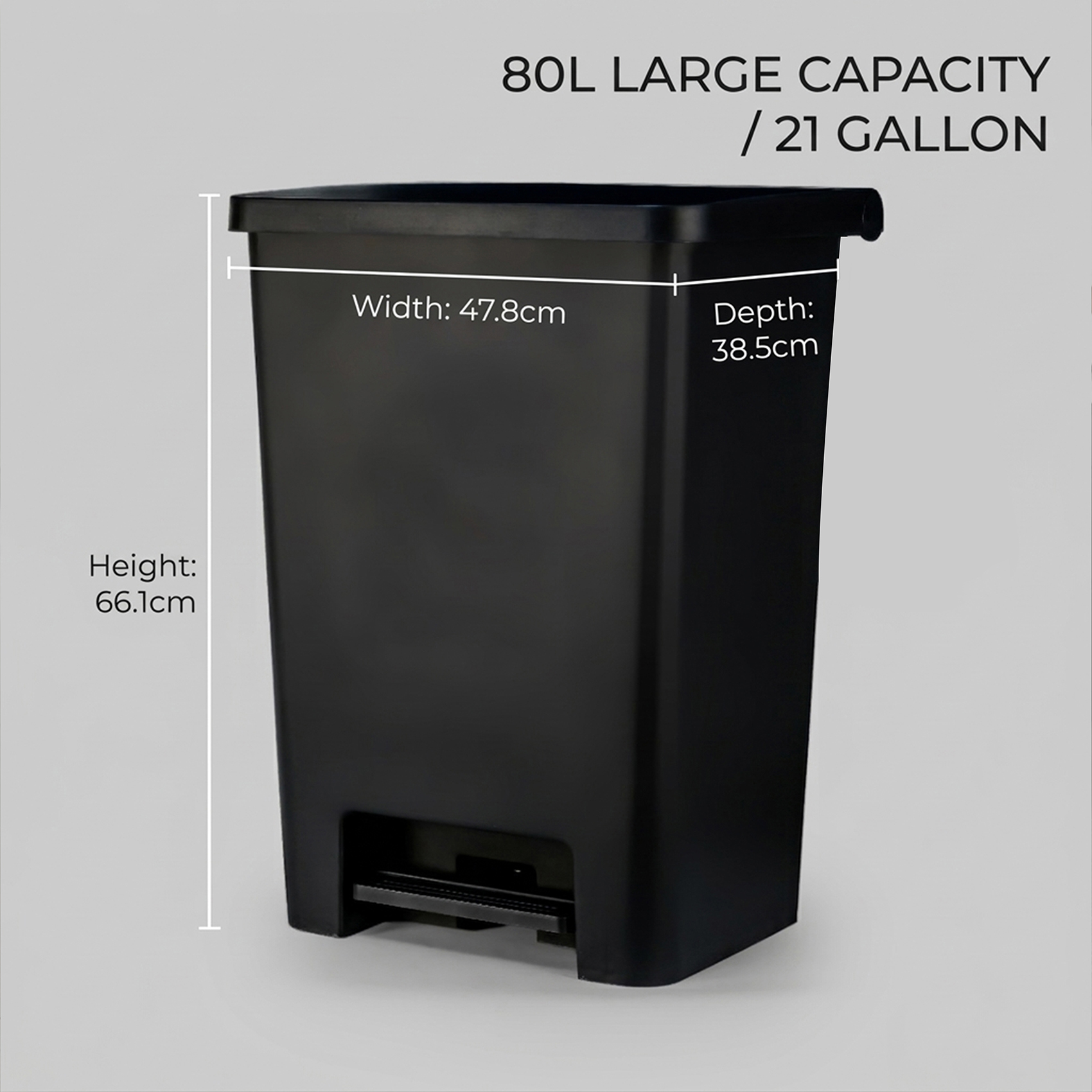 Geoplast Pedal Dustbin 80L Plastic with Lid, Extra Large Foot Operated Garbage Bin, Heavy Duty Industrial Waste Dustbin for Kitchen, Office & Commercial Use, Hygienic Trash Can - Image 7