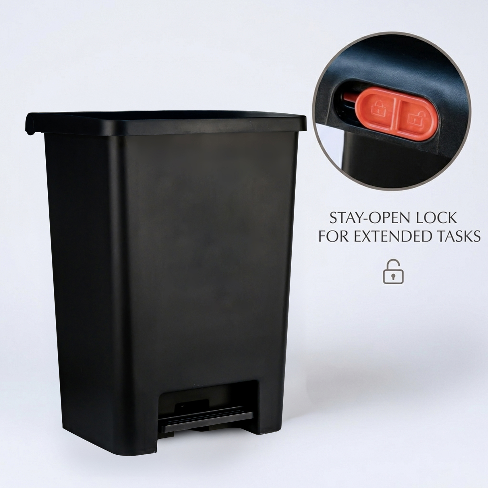 Geoplast Pedal Dustbin 80L Plastic with Lid, Extra Large Foot Operated Garbage Bin, Heavy Duty Industrial Waste Dustbin for Kitchen, Office & Commercial Use, Hygienic Trash Can - Image 6