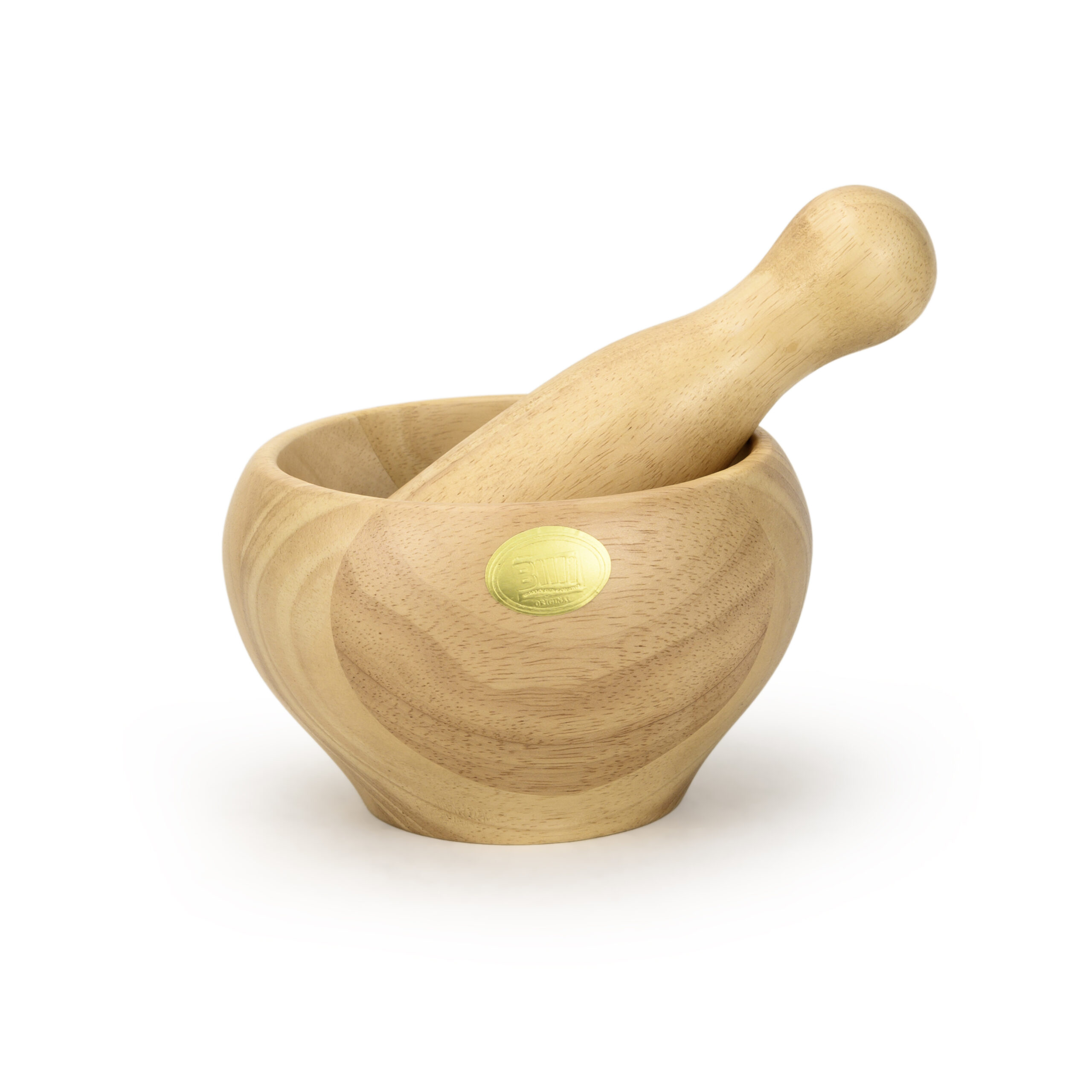 Billi Wooden Mortar and Pestle Rubberwood Spice Grinder Set 15cm Manual Herb Crusher for Garlic, Masala & Spices, Durable Natural Wood Kitchen Grinding Tool