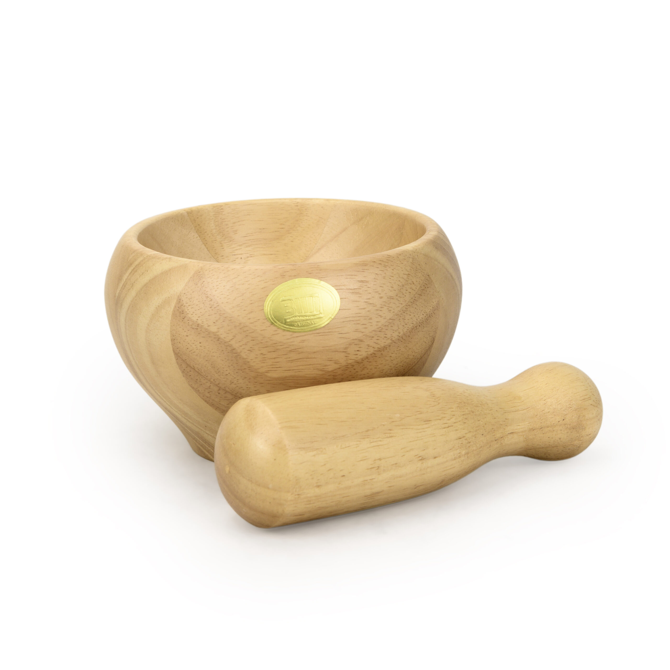 Billi Wooden Mortar and Pestle Rubberwood Spice Grinder Set 15cm Manual Herb Crusher for Garlic, Masala & Spices, Durable Natural Wood Kitchen Grinding Tool - Image 2