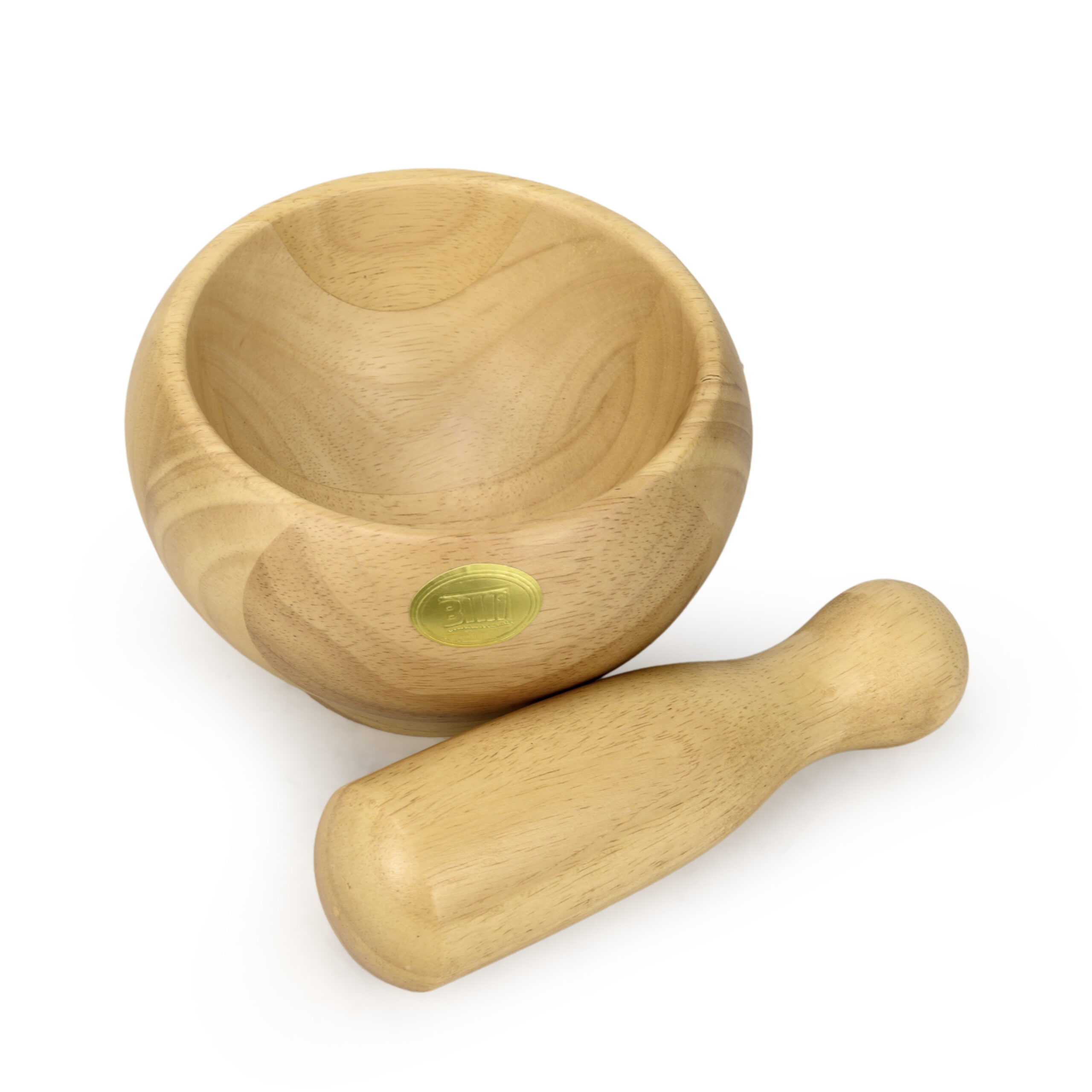 Billi Wooden Mortar and Pestle Rubberwood Spice Grinder Set 15cm Manual Herb Crusher for Garlic, Masala & Spices, Durable Natural Wood Kitchen Grinding Tool - Image 4