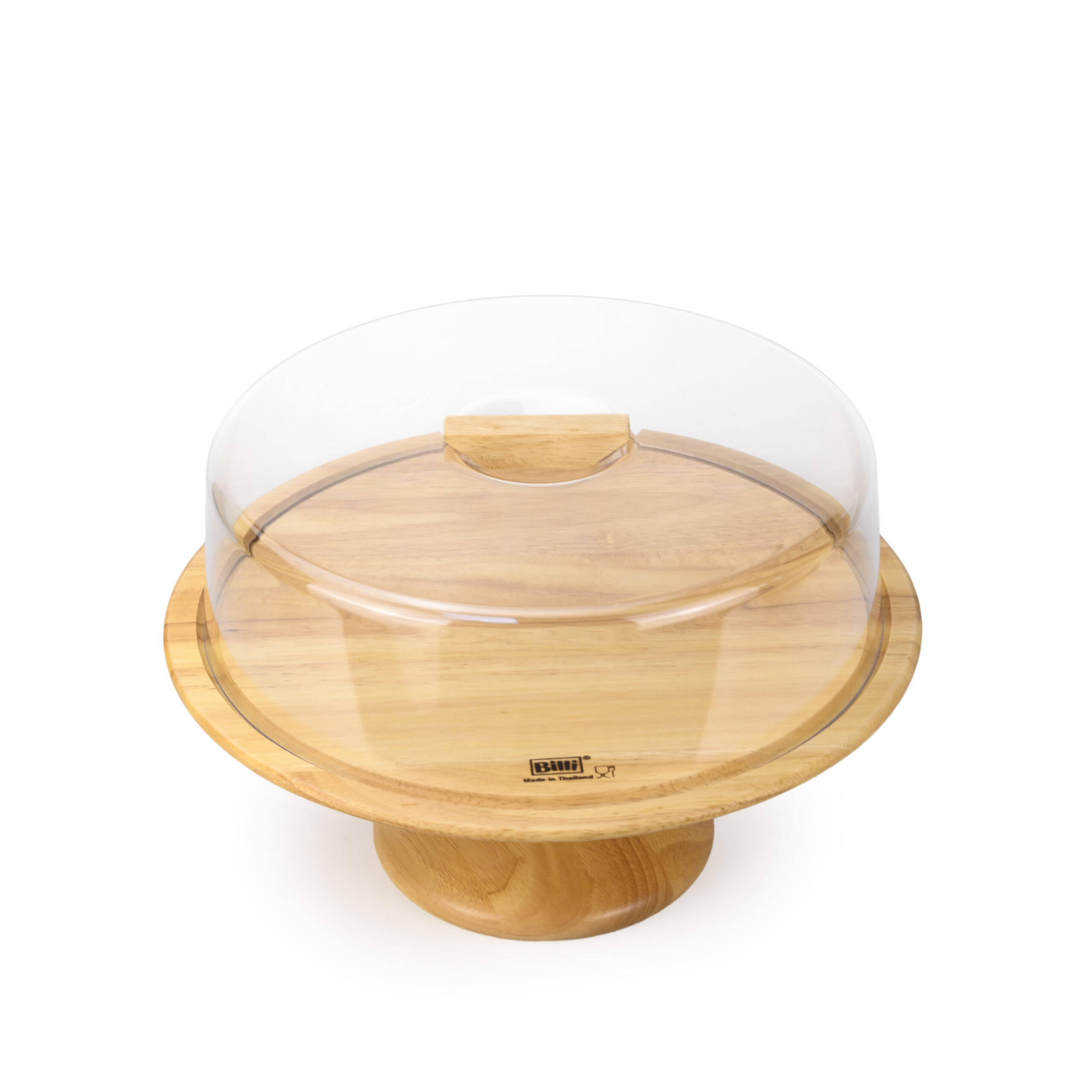 Billi Rubberwood Cake Dome with Glass Lid, 32.5cm Large Cake Stand, Wooden Dessert Display Stand, Round Cake Holder for Bakery, Parties, Kitchen & Serving - Image 4